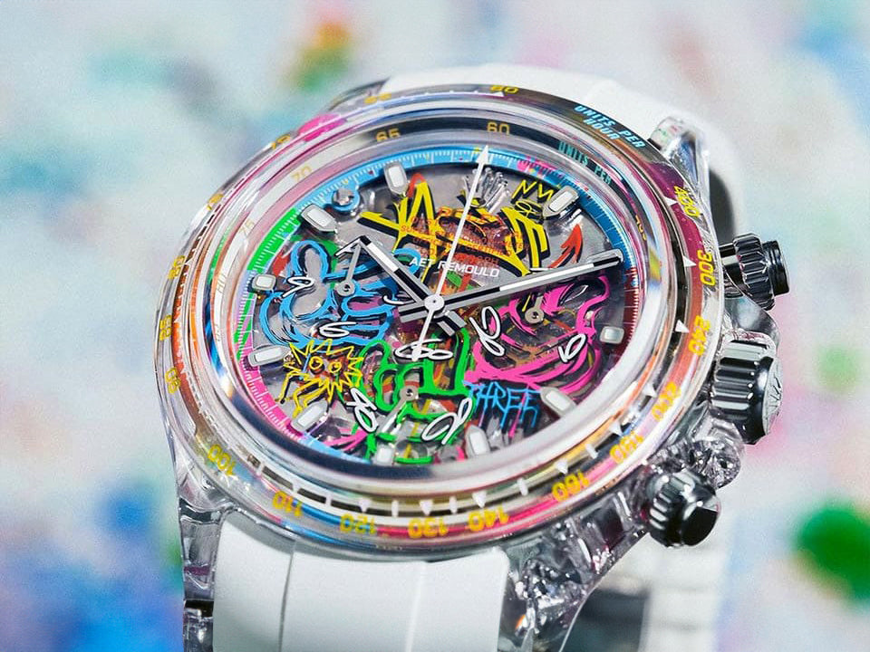 AET REMOULD 勞力士 地通拿 THREE 藍寶石水晶透明手錶 | WORLDTIMER