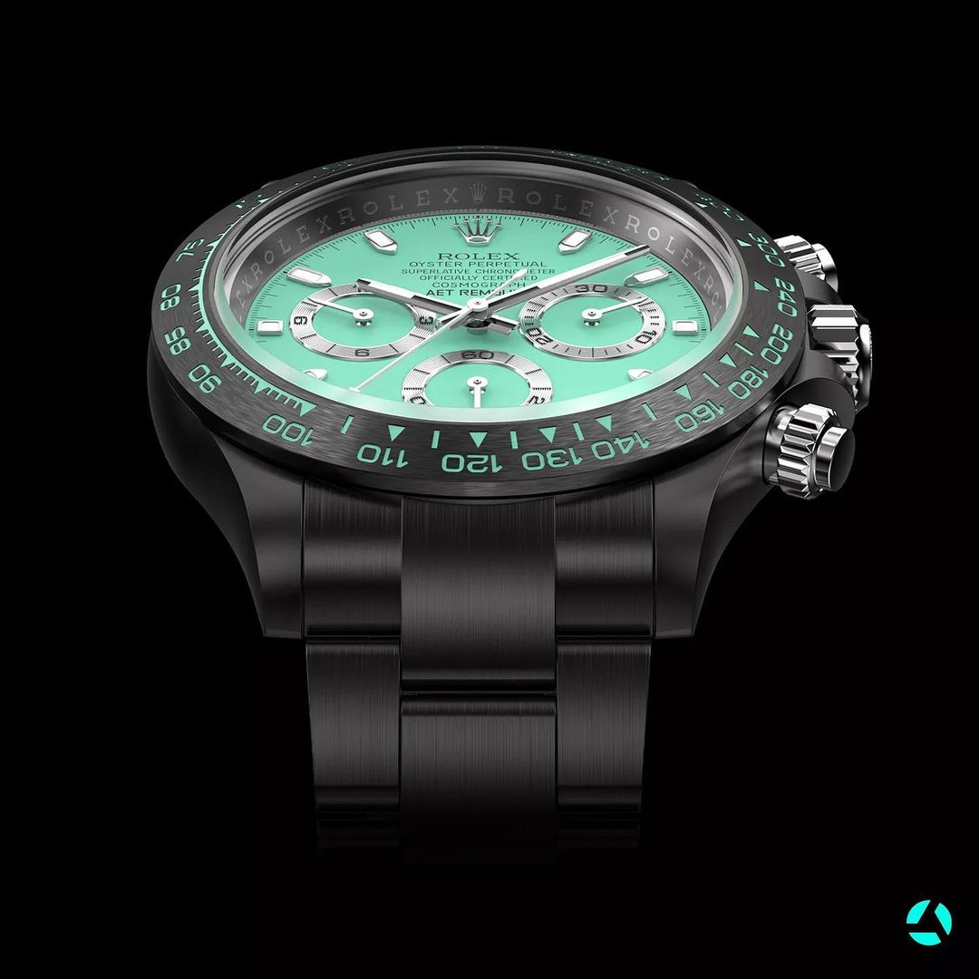 AET REMOULD Rolex Daytona BISCAY GREEN BLACK CERAMIC | WORLDTIMER