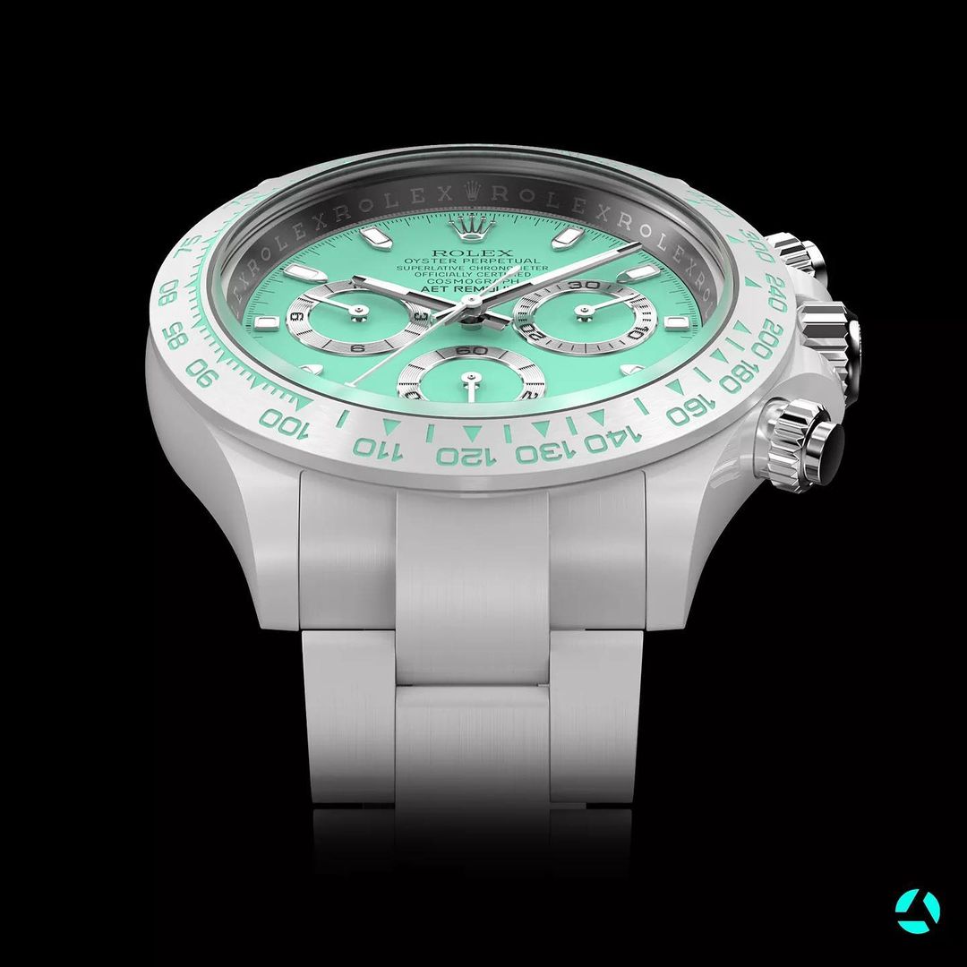 AET REMOULD Rolex Daytona BISCAY GREEN WHITE CERAMIC | WORLDTIMER