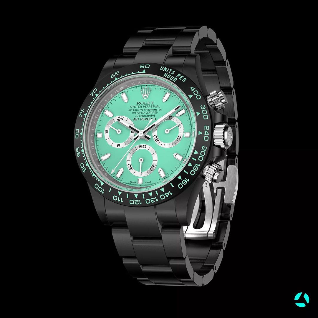 AET REMOULD Rolex Daytona BISCAY GREEN BLACK CERAMIC | WORLDTIMER