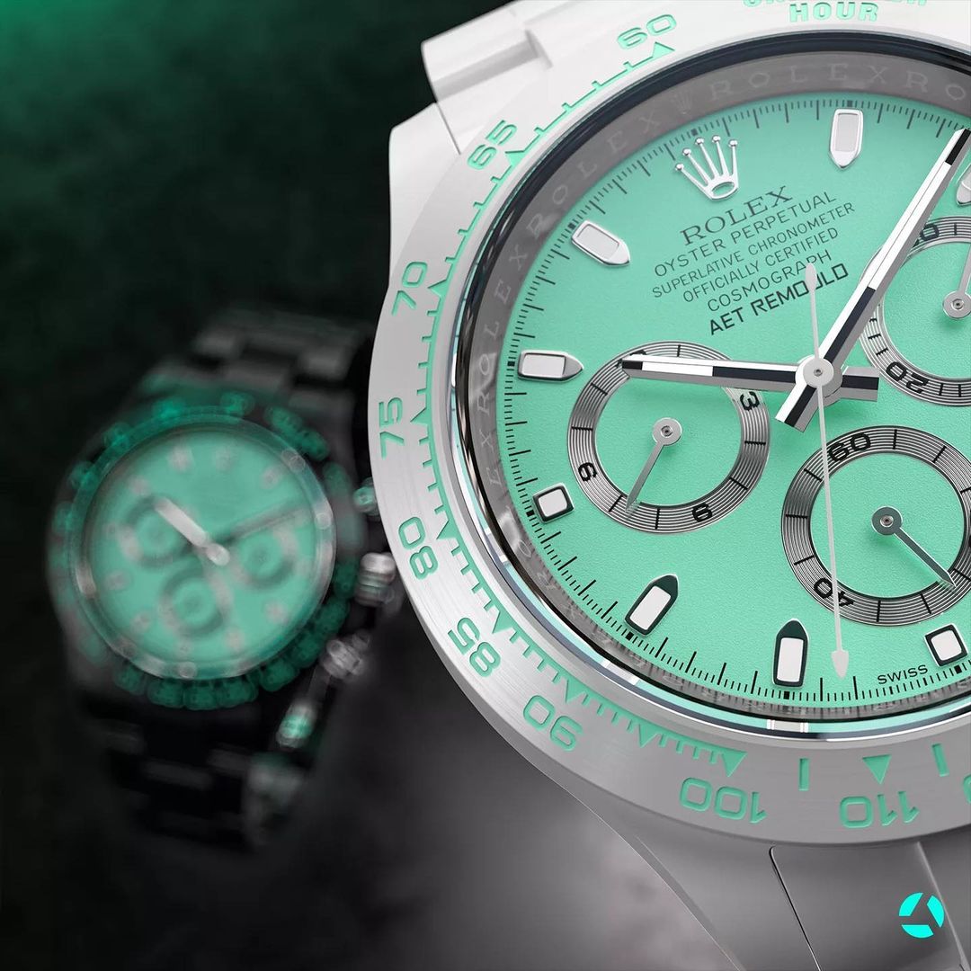 AET REMOULD Rolex Daytona BISCAY GREEN WHITE CERAMIC | WORLDTIMER