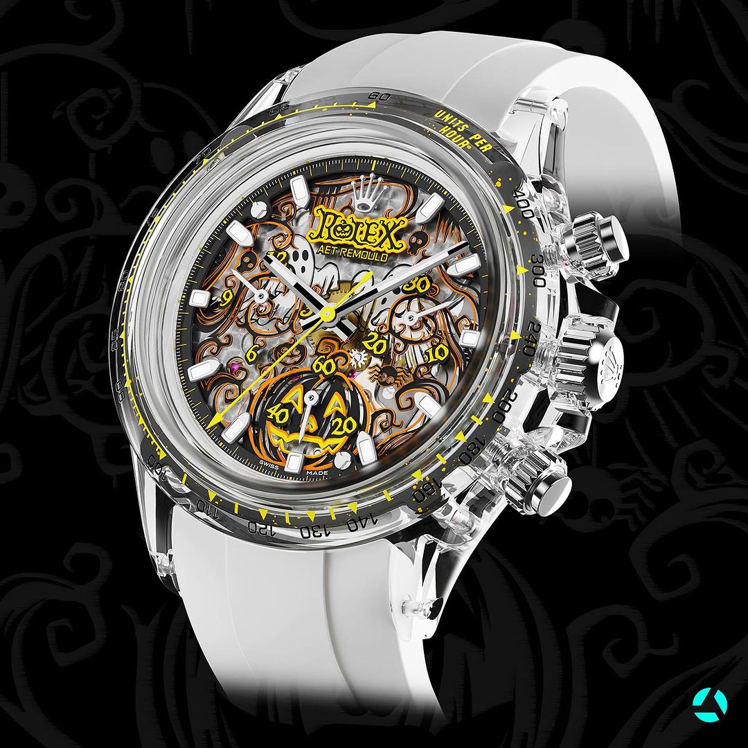 AET REMOULD HALLOWEEN 勞力士 地通拿 藍寶石水晶透明手錶 | WORLDTIMER