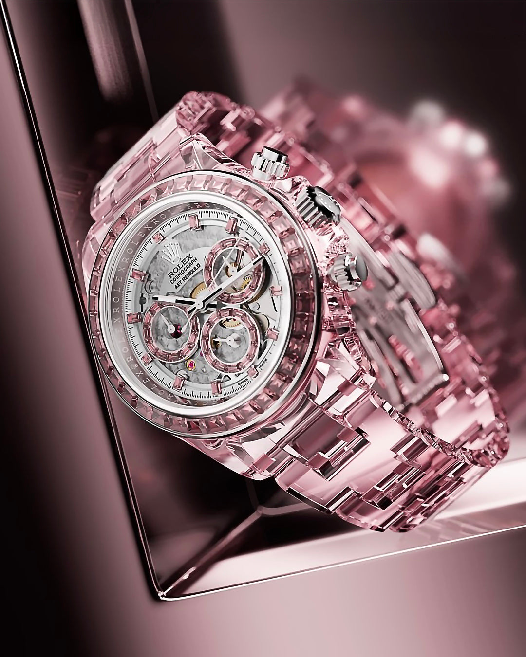Rolex Daytona AET REMOULD "ROSE FANTASY" Full Sapphire Watch 藍寶石勞力士 地通拿 全透明手錶 | WORLDTIMER