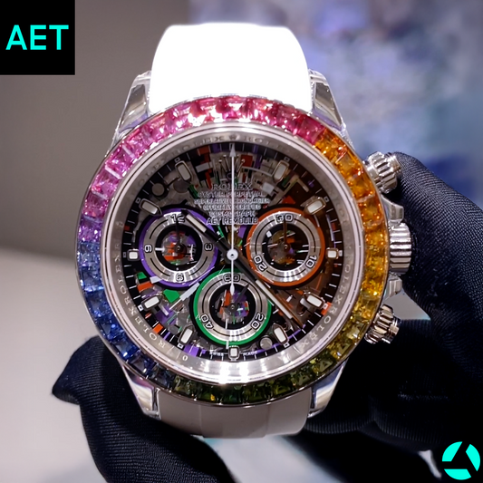 The AET REMOULD Rainbow Daytona: a watch that breaks all the rules 彩虹勞力士 地通拿:奢華與賽車精神的體現 | WORLDTIMER