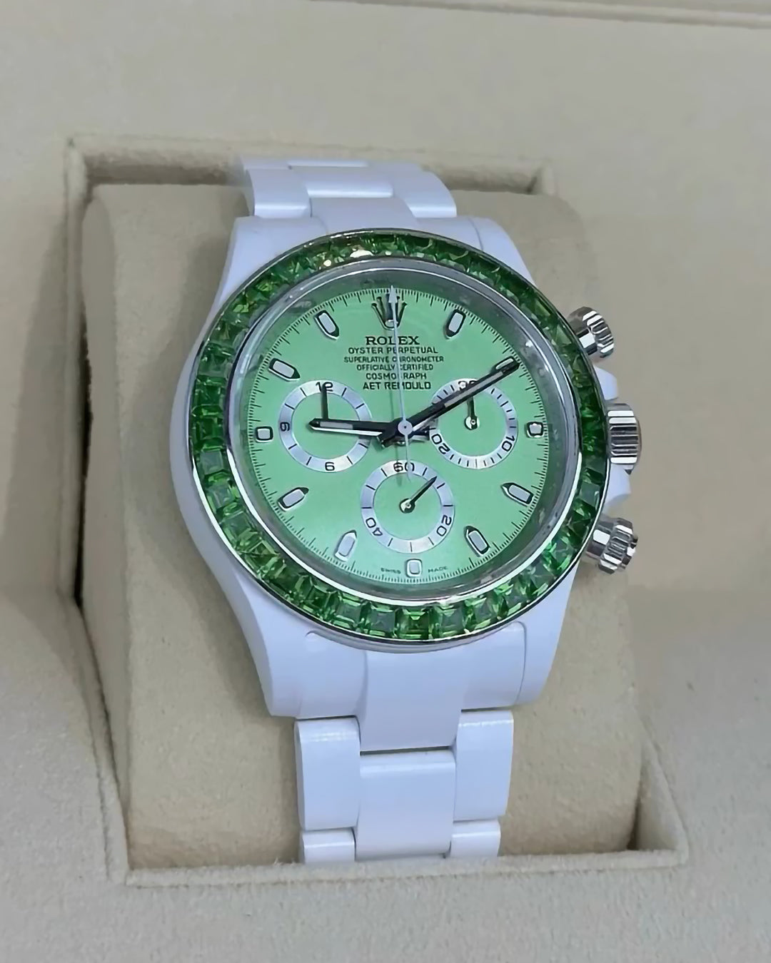Rolex Daytona AET Remould GREEN GEMSTONE CERAMIC 勞力士地通拿  鑽石錶圈 | WORLDTIMER