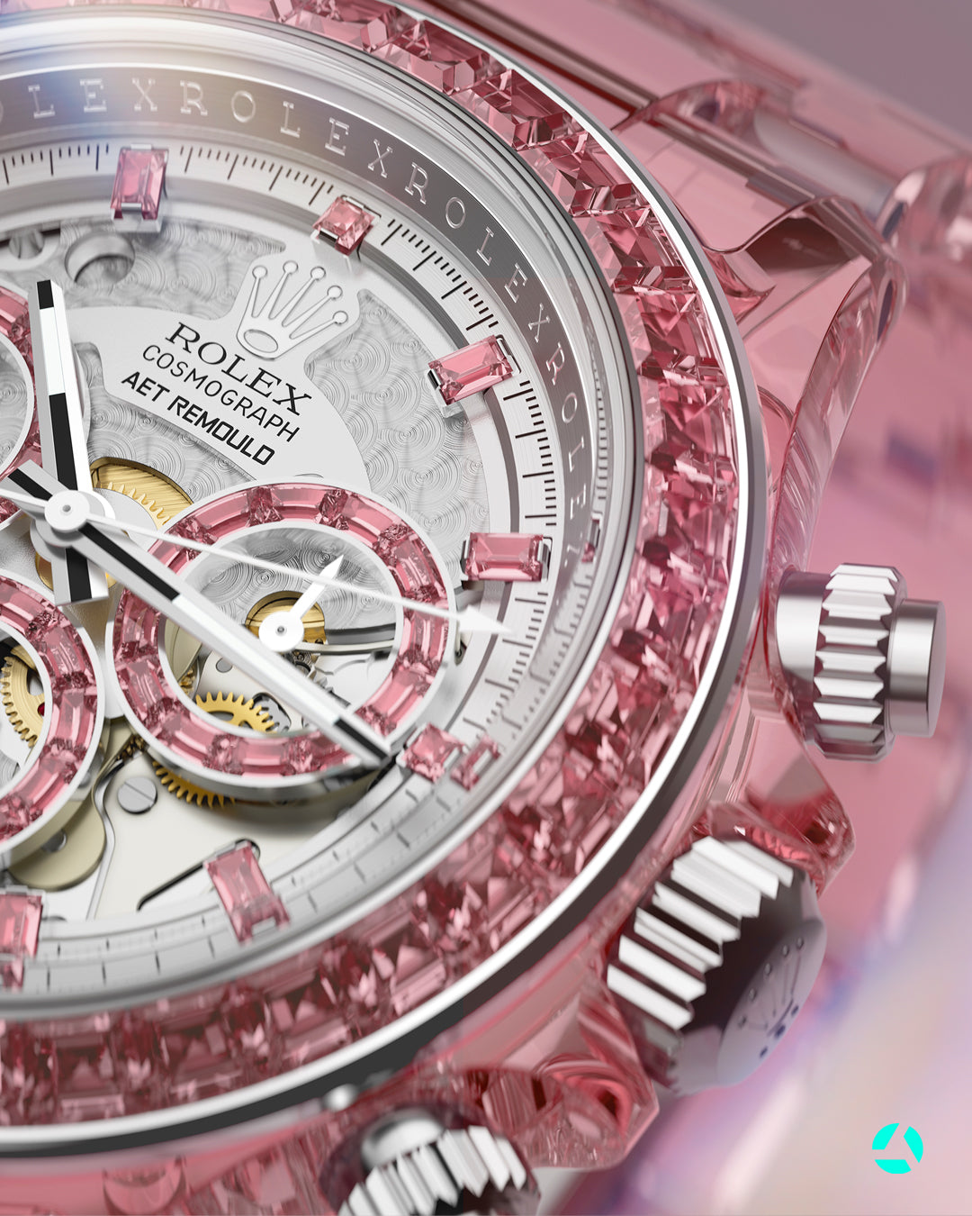 Rolex Daytona AET REMOULD "ROSE FANTASY" Full Sapphire Watch 藍寶石勞力士 地通拿 全透明手錶 | WORLDTIMER