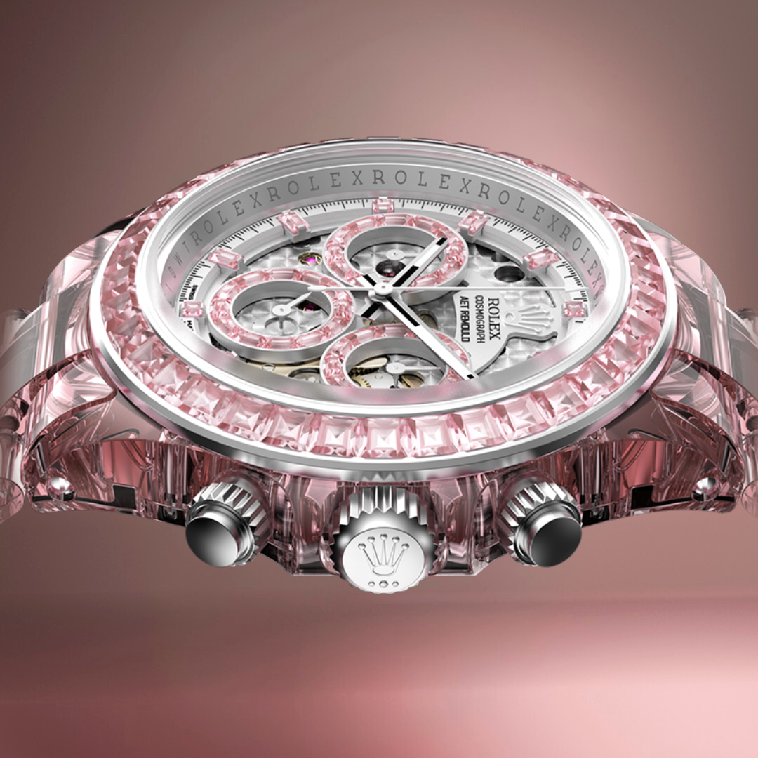 Full Sapphire Rolex Daytona AET REMOULD ROSE FANTASY 全透明勞力士 藍寶石地通拿 腕錶 | WORLDTIMER