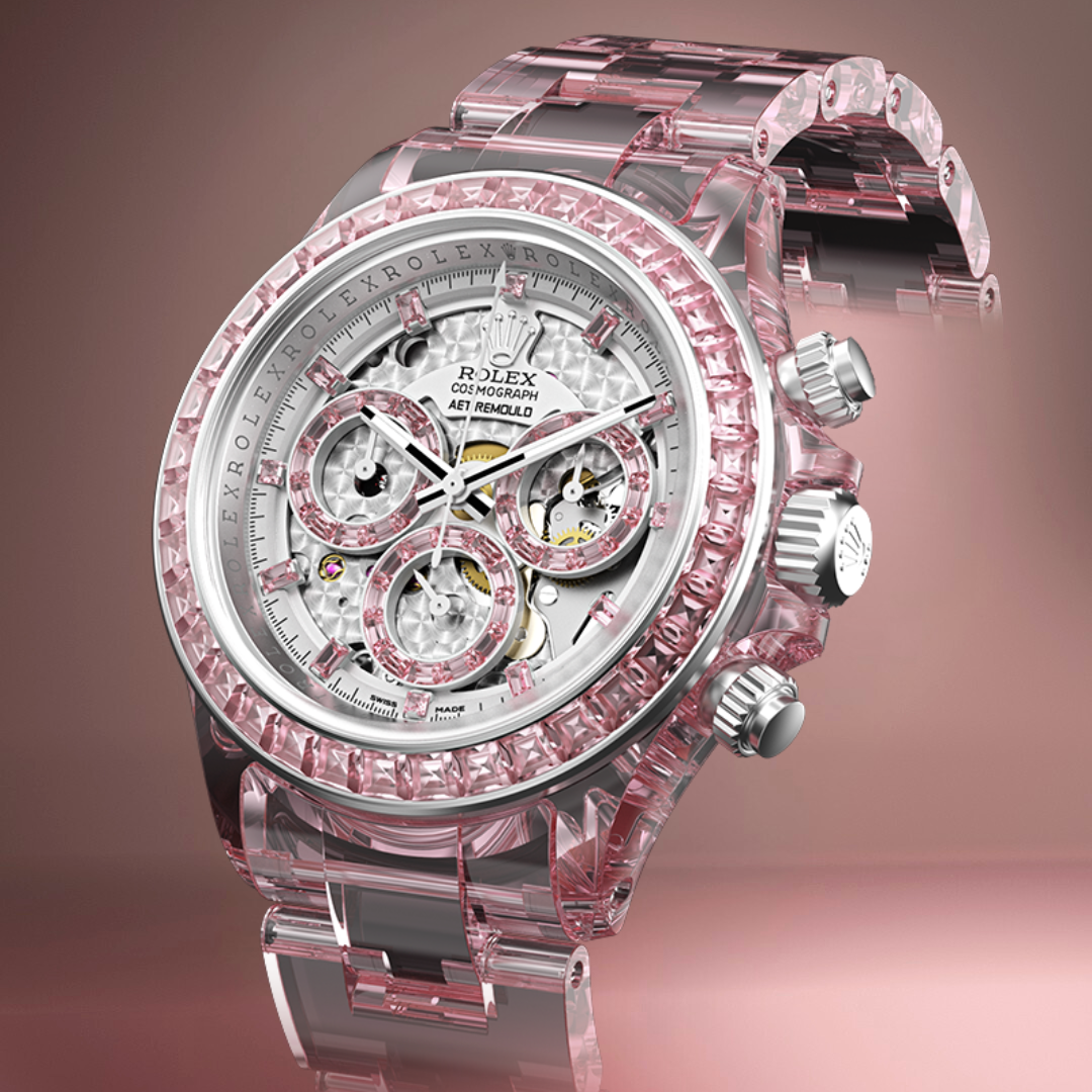Full Sapphire Rolex Daytona AET REMOULD ROSE FANTASY 勞力士 藍寶石地通拿 全透明手錶 | WORLDTIMER