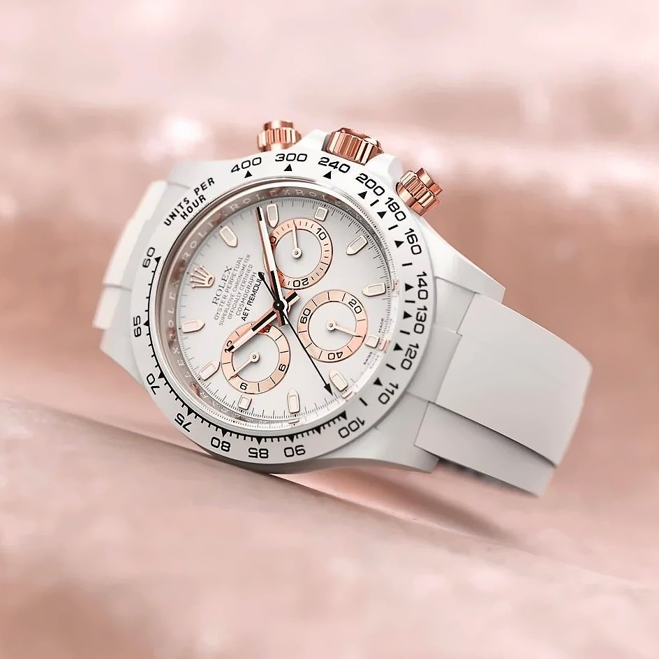 AET REMOULD Rolex Daytona PLATINUM-COLORED CLASSIC (RUBBER STRAP) 勞力士 地通拿 | WORLDTIMER