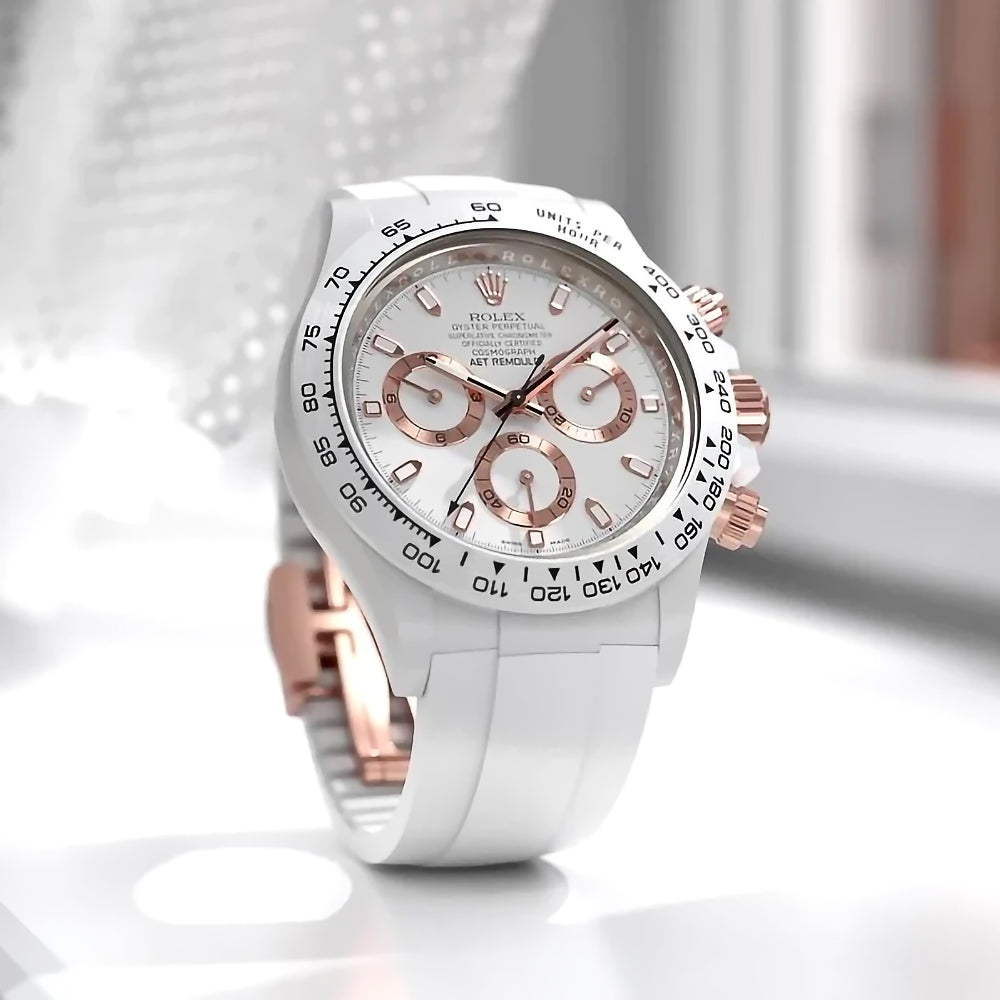 AET REMOULD Rolex Daytona PLATINUM-COLORED CLASSIC (RUBBER STRAP) 勞力士 地通拿 | WORLDTIMER