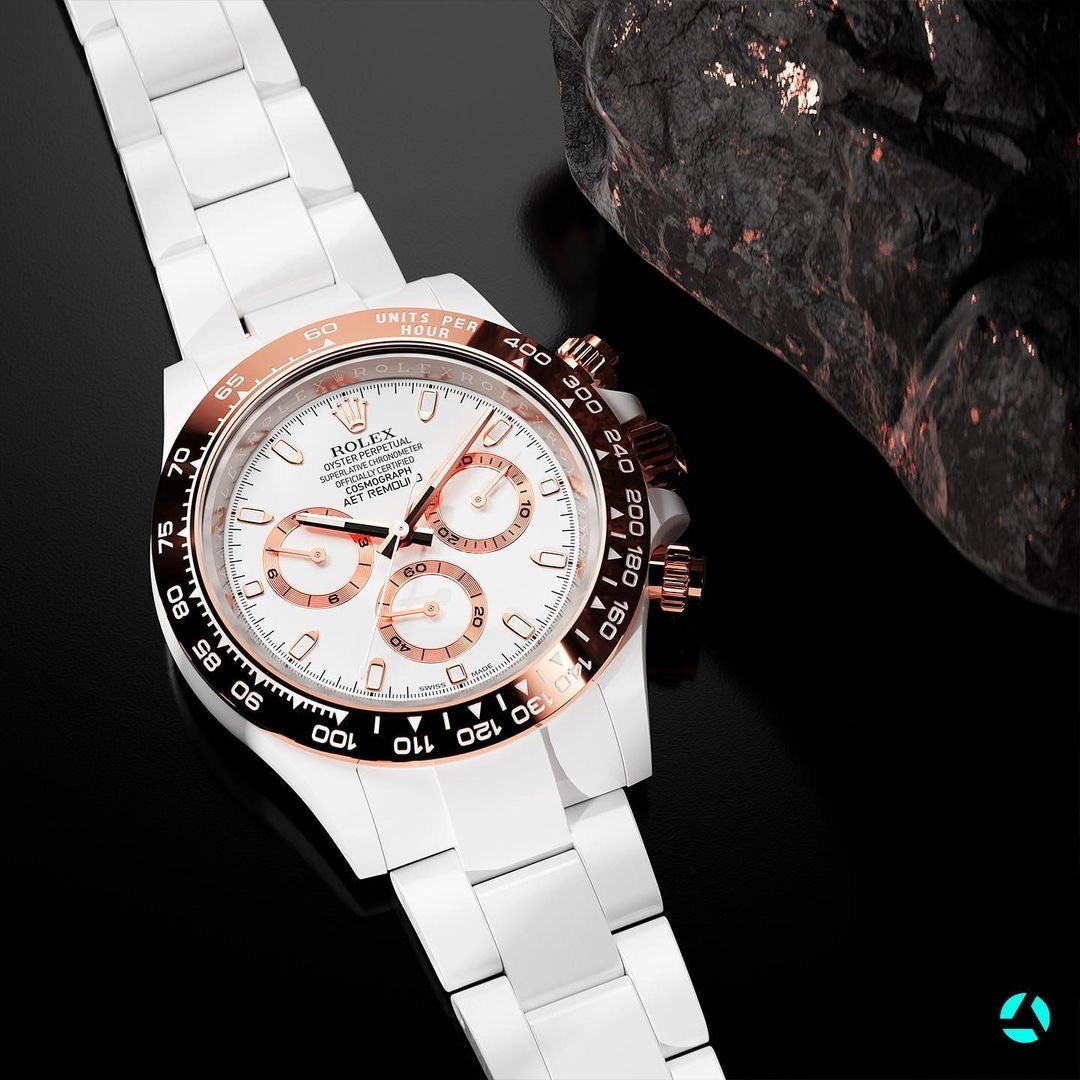 AET REMOULD Ceramic Rolex Daytona PLATINUM-COLORED CLASSIC | WORLDTIMER