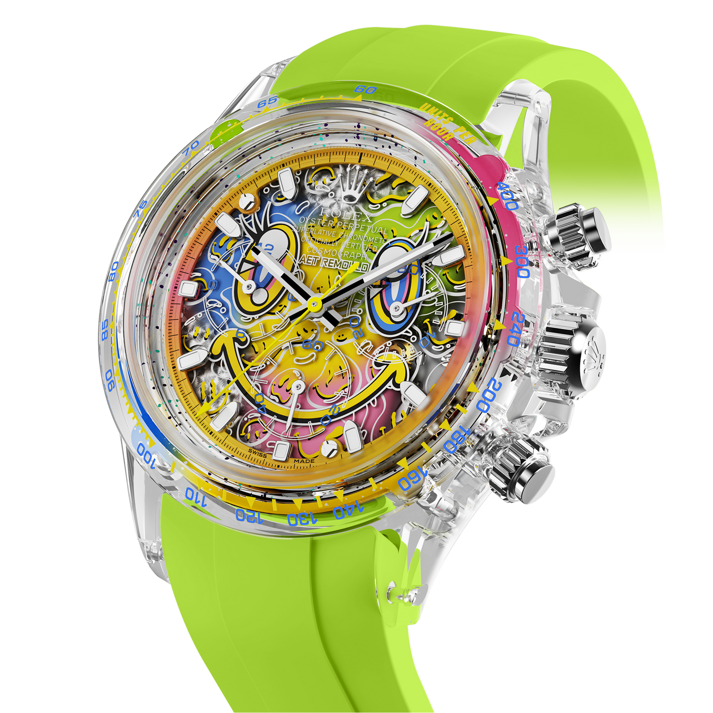 AET REMOULD Rolex Daytona SMILE Sapphire Watch 劳力士迪通拿 蓝宝石水晶透明手表 | WORLDTIMER