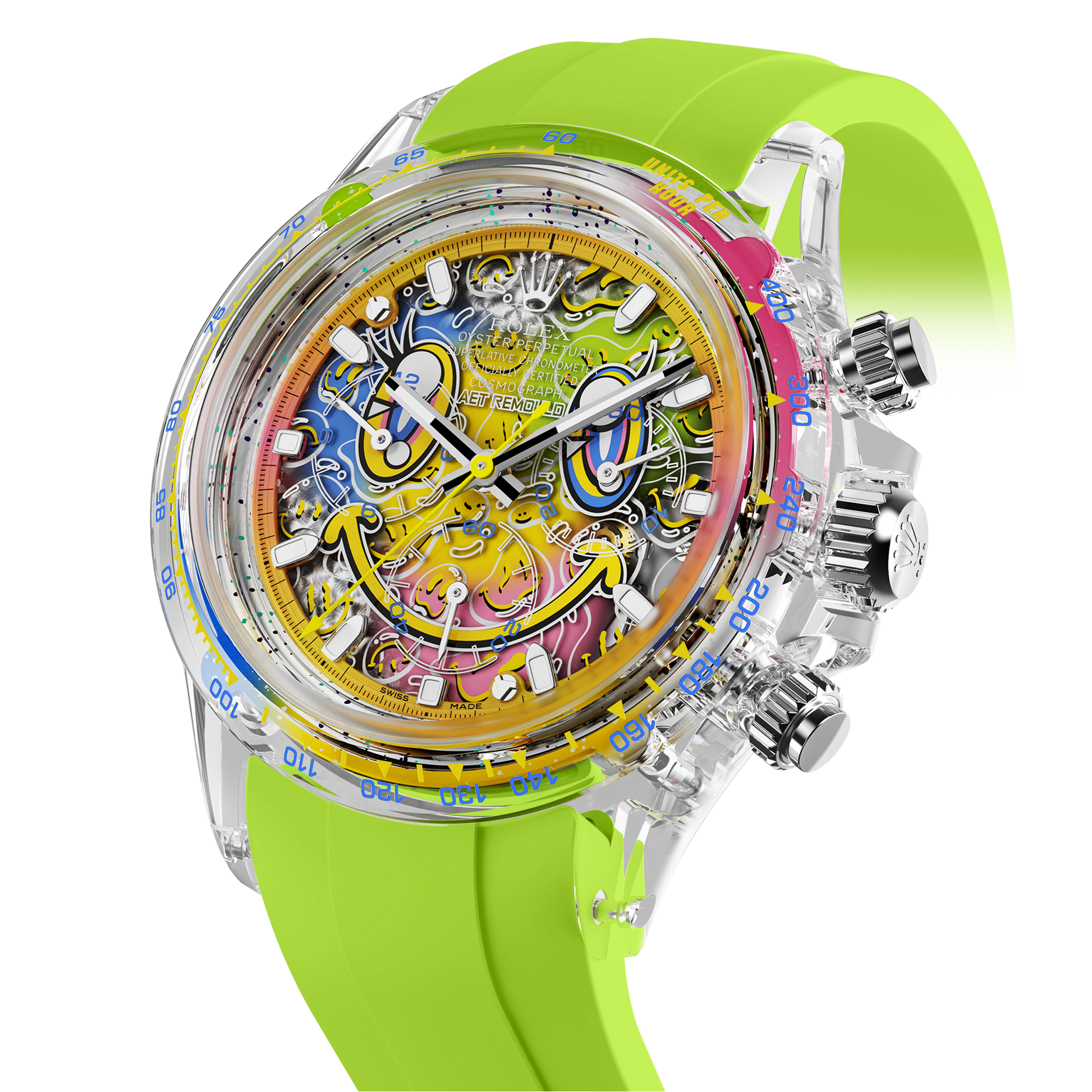 AET REMOULD Rolex Daytona SMILE Sapphire Watch 劳力士迪通拿 蓝宝石水晶透明手表 | WORLDTIMER