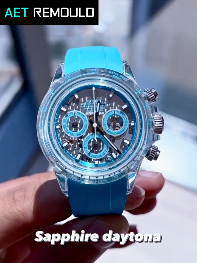 AET REMOULD Crafts Breathtaking Abu Dhabi Sapphire Rolex Daytona 劳力士水晶壳迪通拿 | WORLDTIMER