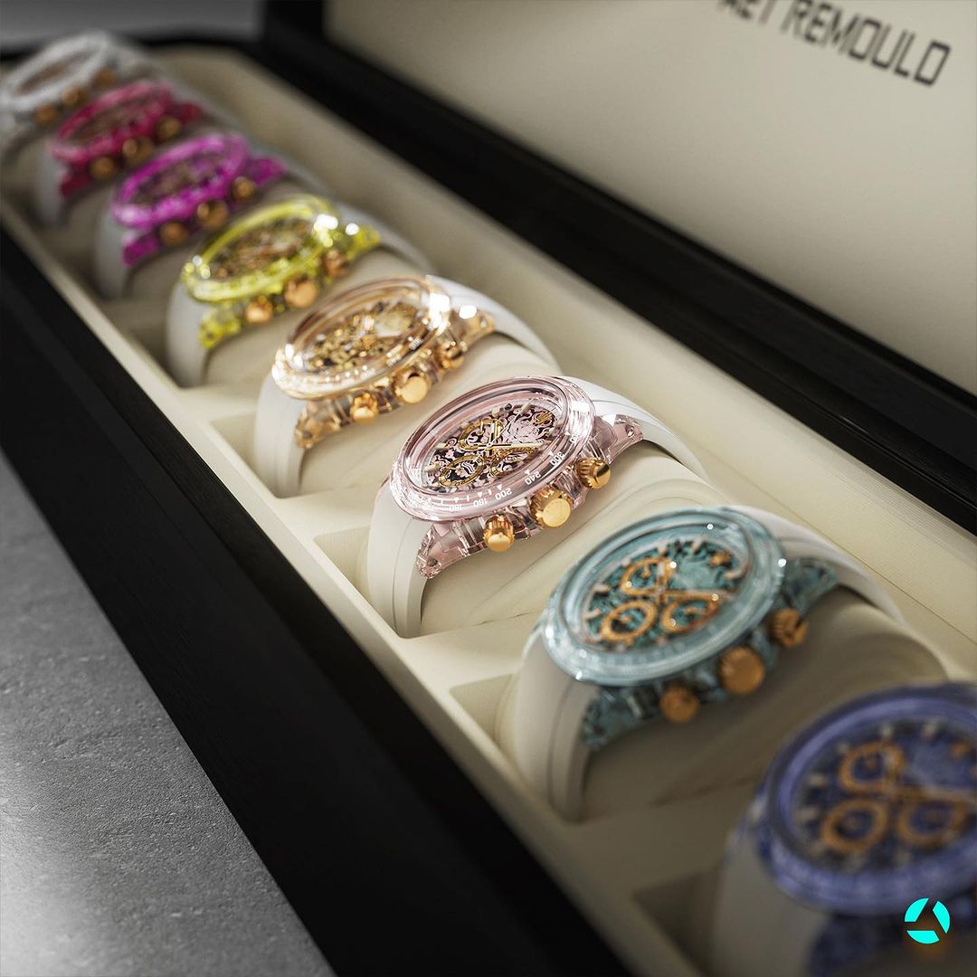 AET REMOULD: The Colorful Rolex Daytona Reimagined 重新定義奢華：勞力士 地通拿 彩色藍寶石透明版 | WORLDTIMER