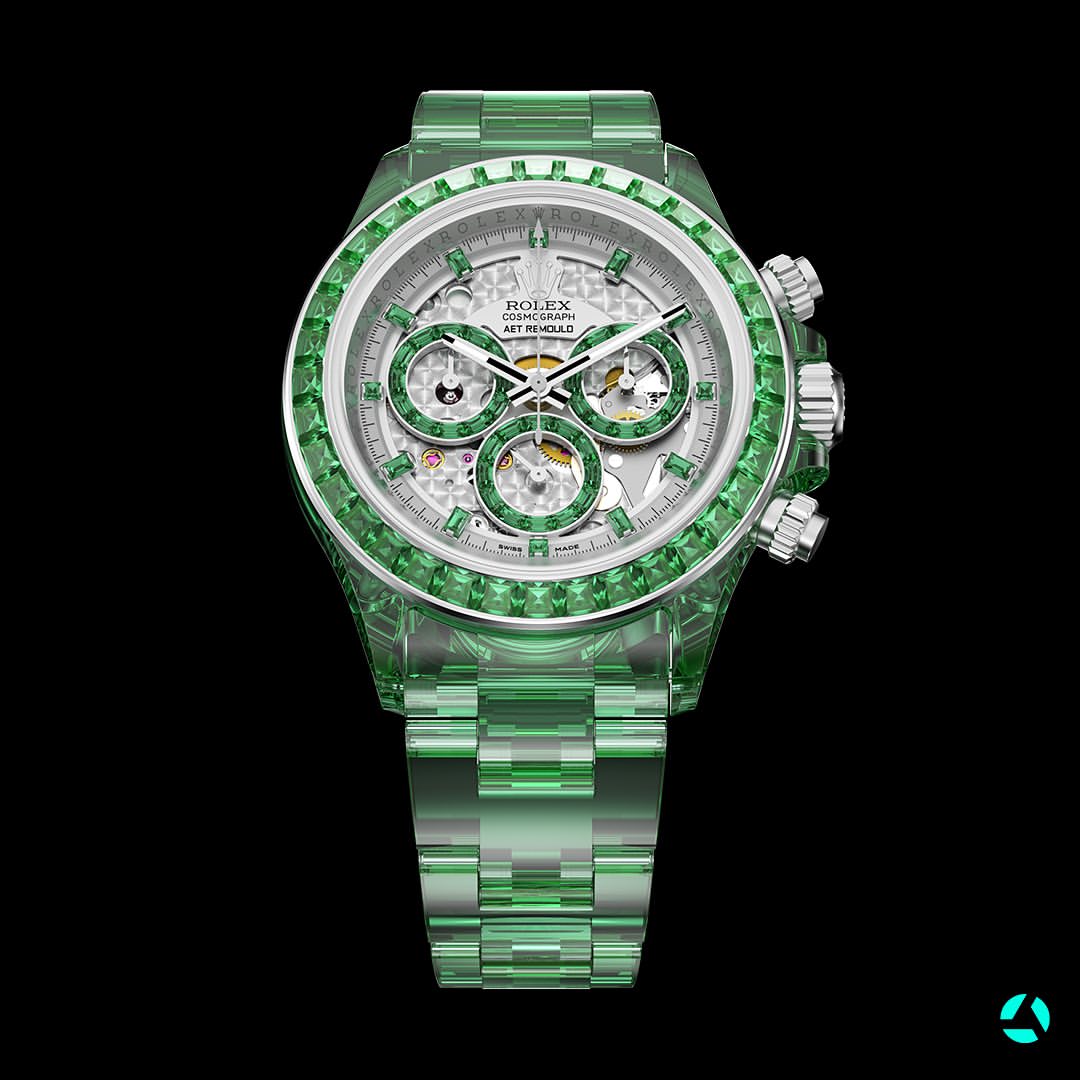 Rolex Daytona AET REMOULD GENESIS COLLECTION Gemstones Sapphire Watches 勞力士地通拿 方鑽透明手錶 | WORLDTIMER