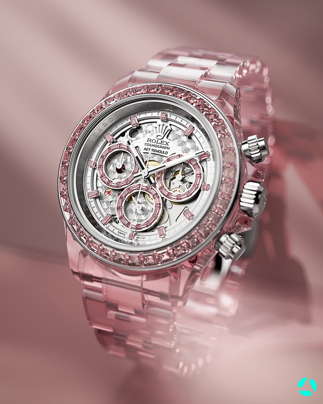 Full Sapphire Rolex Daytona AET REMOULD ROSE FANTASY 全透明勞力士 藍寶石地通拿 腕錶 | WORLDTIMER