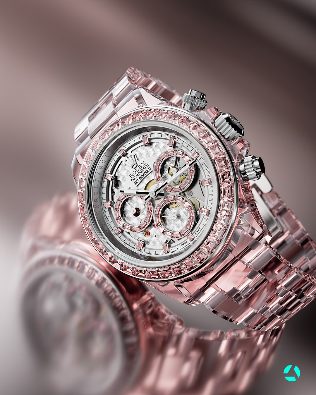 Full Sapphire Rolex Daytona AET REMOULD ROSE FANTASY 全透明勞力士 藍寶石地通拿 腕錶 | WORLDTIMER