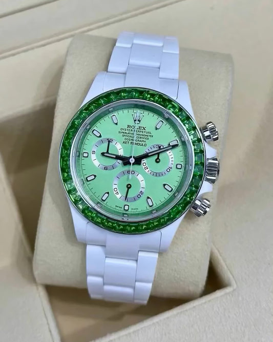 Rolex Daytona AET Remould GREEN GEMSTONE CERAMIC 勞力士 地通拿  鑽石錶圈 | WORLDTIMER