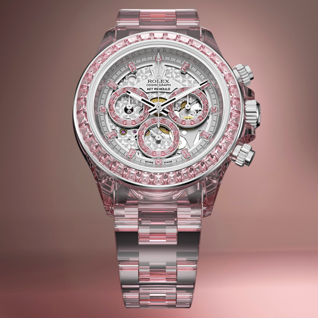 Full Sapphire Rolex Daytona AET REMOULD ROSE FANTASY 勞力士 藍寶石地通拿 全透明手錶 | WORLDTIMER