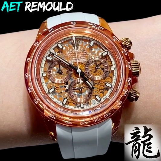 AET REMOULD ROLEX Daytona Features a Bold Chinese Loong Year Design Update 勞力士 地通拿 龍年透明手錶 | WORLDTIMER